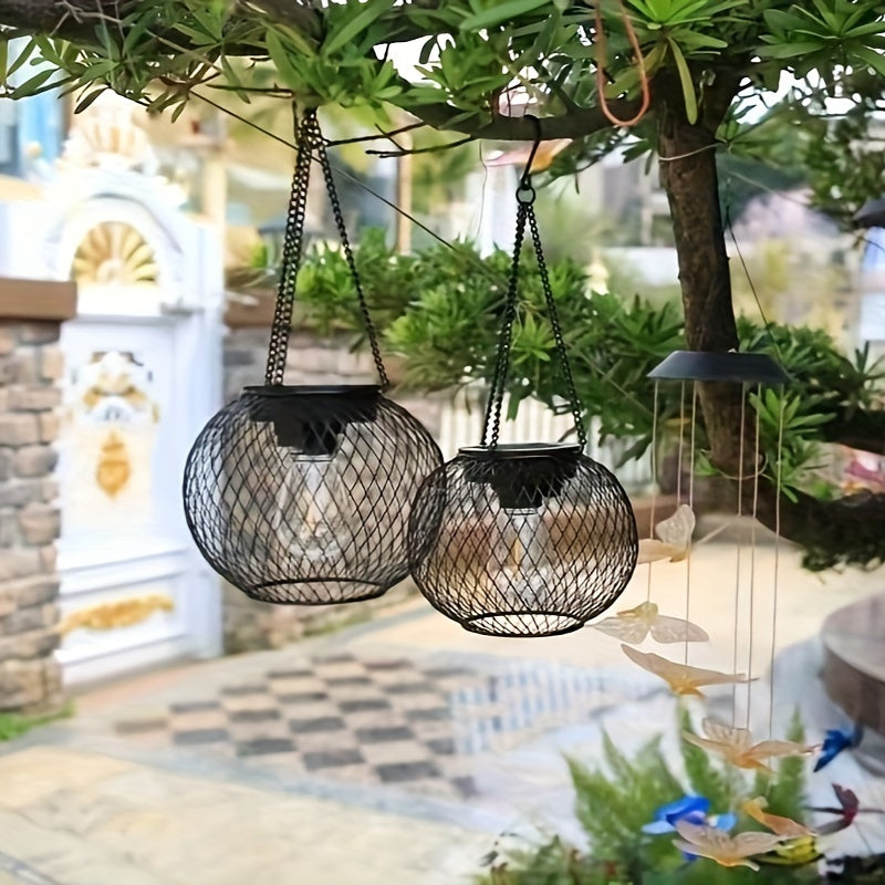 2pcs Upgrade Outdoor Solar Hanging Lights, Outdoor Garden Metal Hanging Lights, Decorative Lighting Solar Waterproof Tree Lights, For Garden Yard Yard Patio Yard Pathway