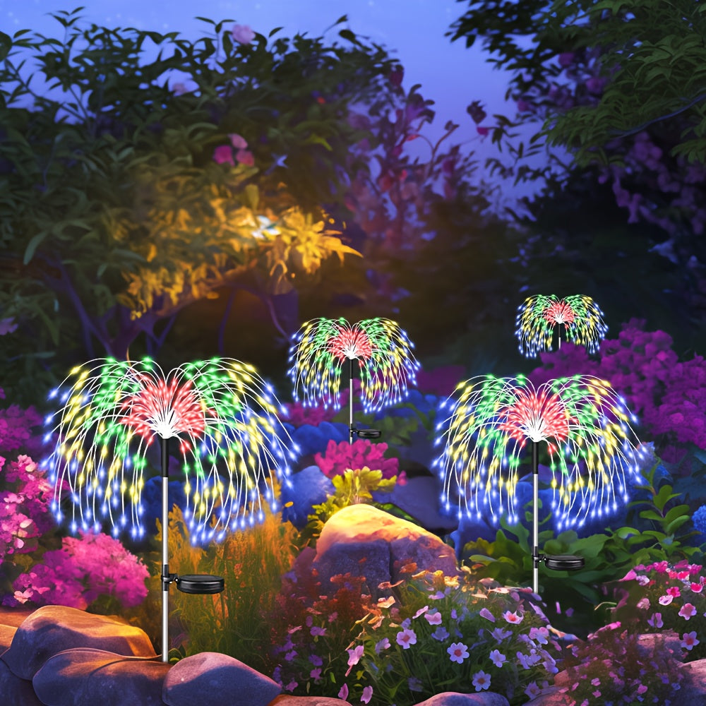 Solar-Powered LED Firework Lights - Waterproof Outdoor Landscape Lighting with 8 Modes for Yard, Pathway, and Festival Decor