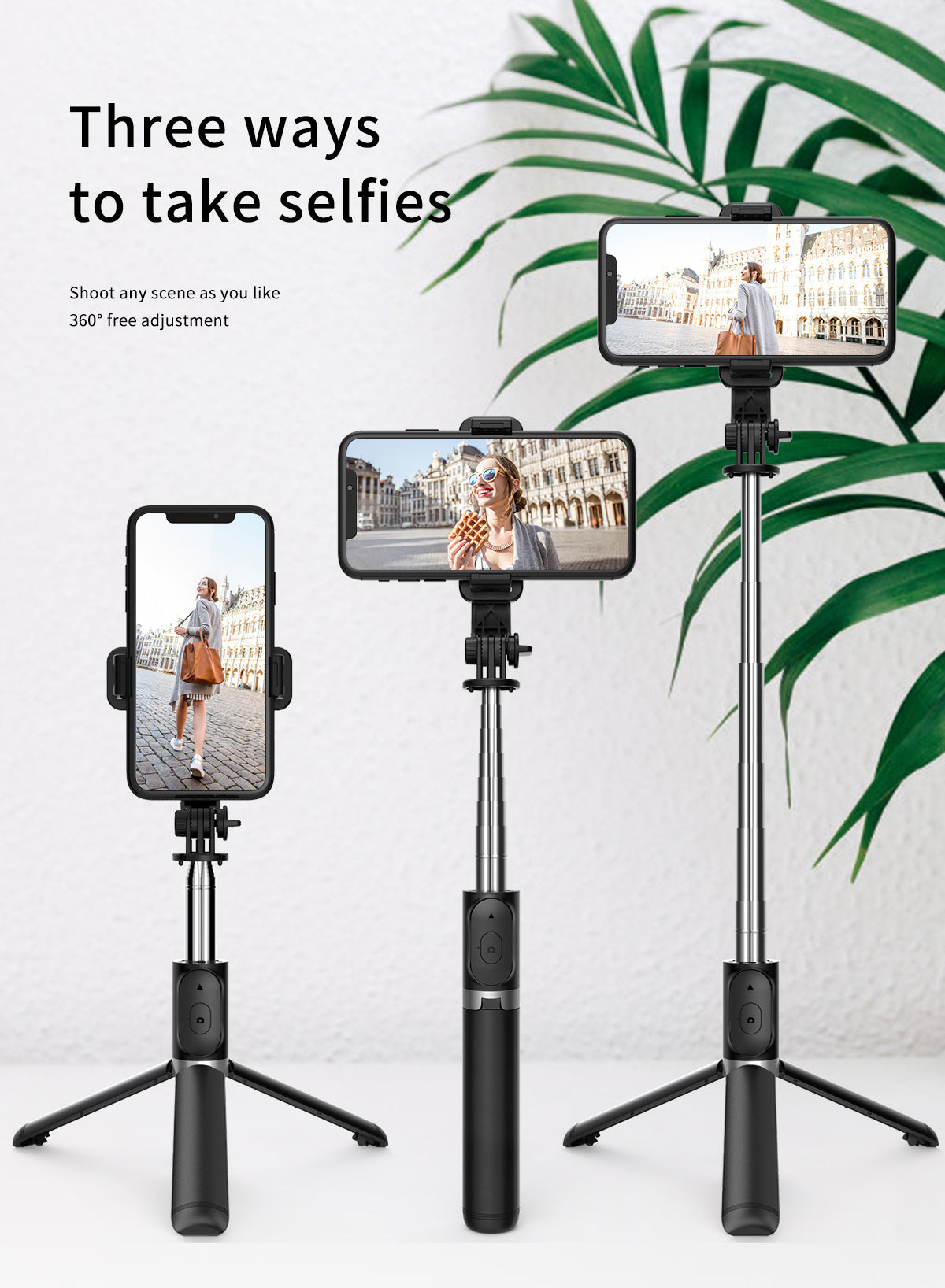 40" Extendable All-in-1 Smartphone Tripod Stand - 360° Rotation, Wireless Remote, Compact Design for iPhone 14/13/12/12 Pro/11/11 Pro/XS/XR/X/8/7 Plus, Samsung, Google, LG, Sony Smartphones