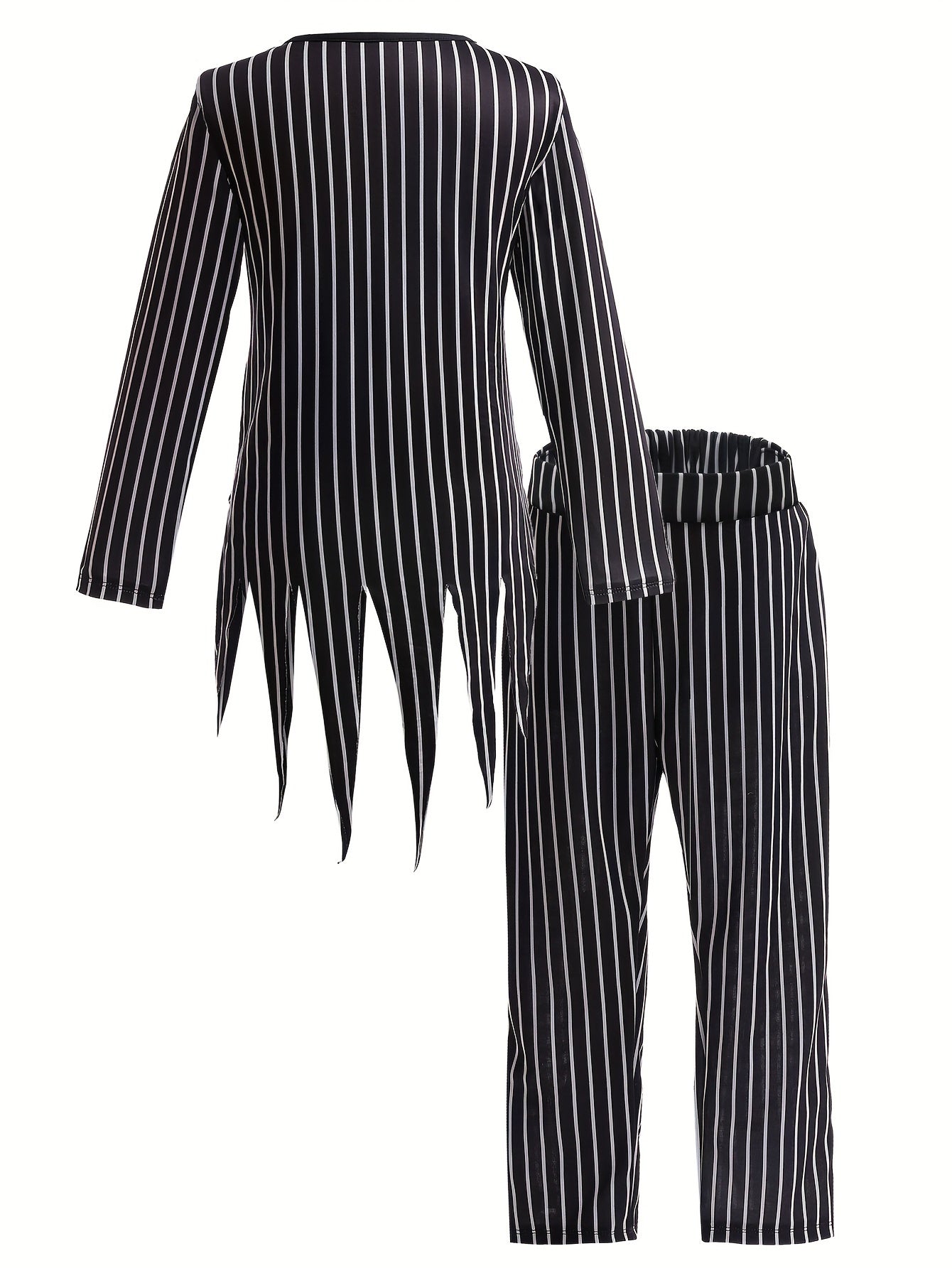 Boys' Halloween Horror Movie Costume Set - Striped Long Sleeve Top & Pants, Soft Cotton Blend, Perfect for Parties & Christmas Performances