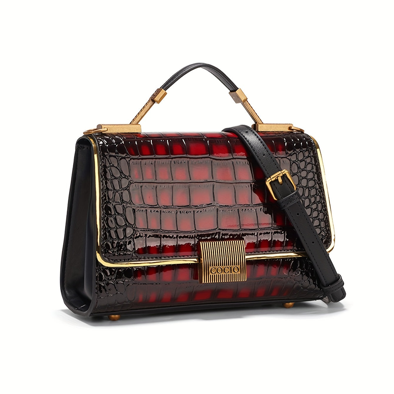 New Classic Luxury Style Satchel Bag, Trendy Women's Flap Handbag With Crocodile Pattern