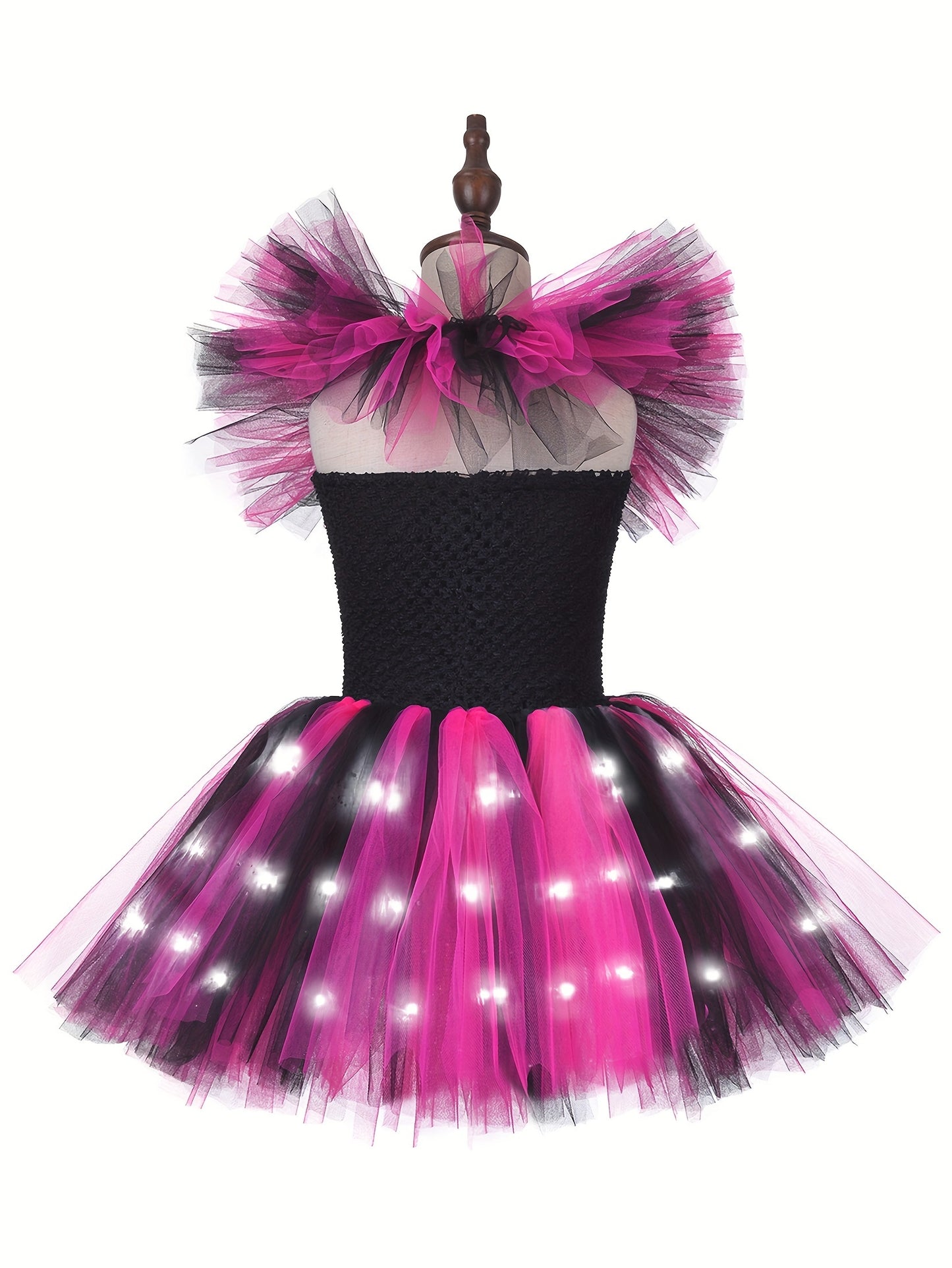 LED Witch Dress for Girls with Hat Halloween Costumes Kids Purple Tutu Dresses Clothes Outfit