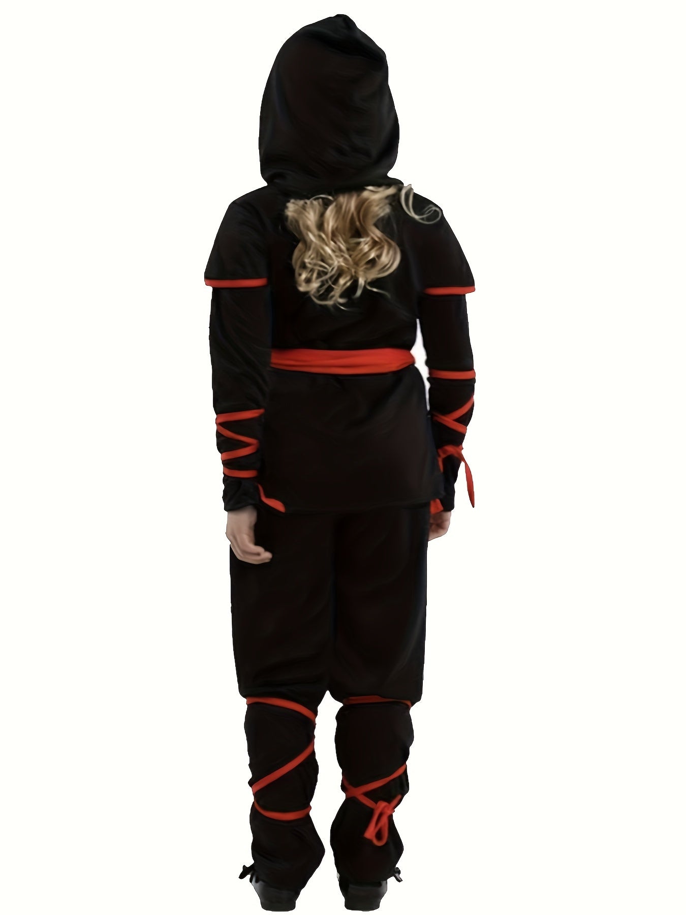 Kids Ninja Costume Set - Halloween Cosplay Ninja Outfit with Accessories for Children - Polyester and Spandex Blend Party Costume - Slight Stretch Solid Color Fabric - Woven Weave - Regular Fit for Boys and Girls Aged 3+