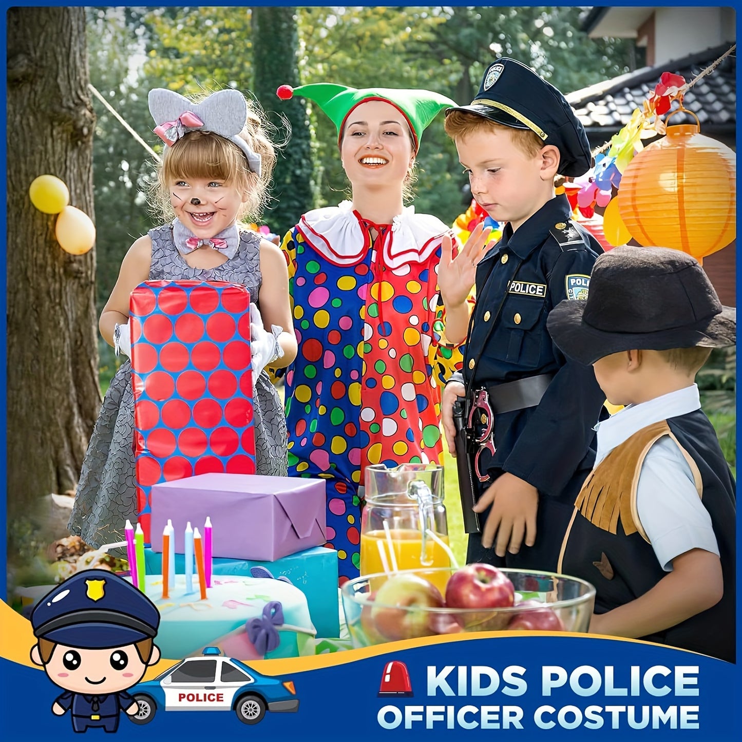 Boys Girls Police Officer Costume For Kids, Boys Girls Police Costume For Kids With Police Uniform, Recorder, Shoulder Police Lights.