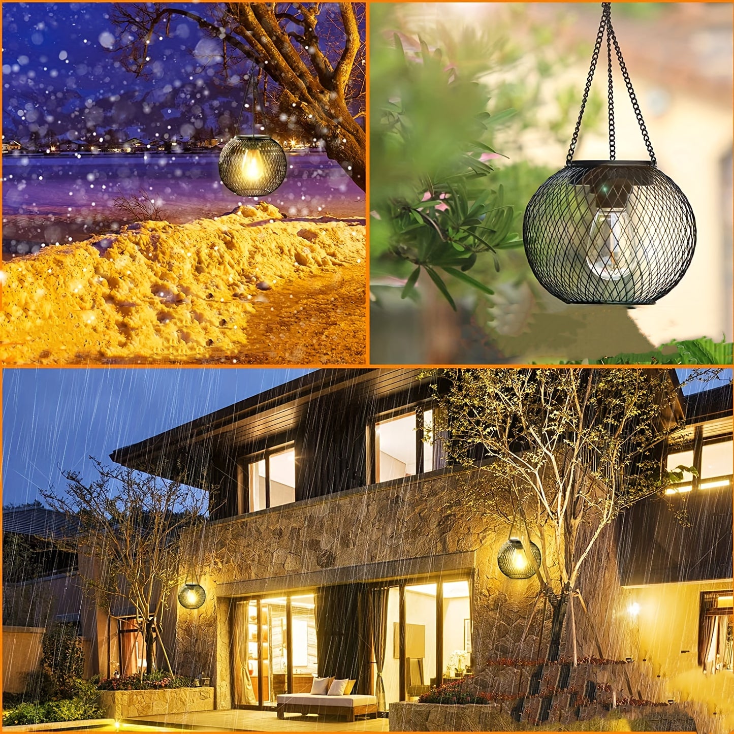 2pcs Upgrade Outdoor Solar Hanging Lights, Outdoor Garden Metal Hanging Lights, Decorative Lighting Solar Waterproof Tree Lights, For Garden Yard Yard Patio Yard Pathway