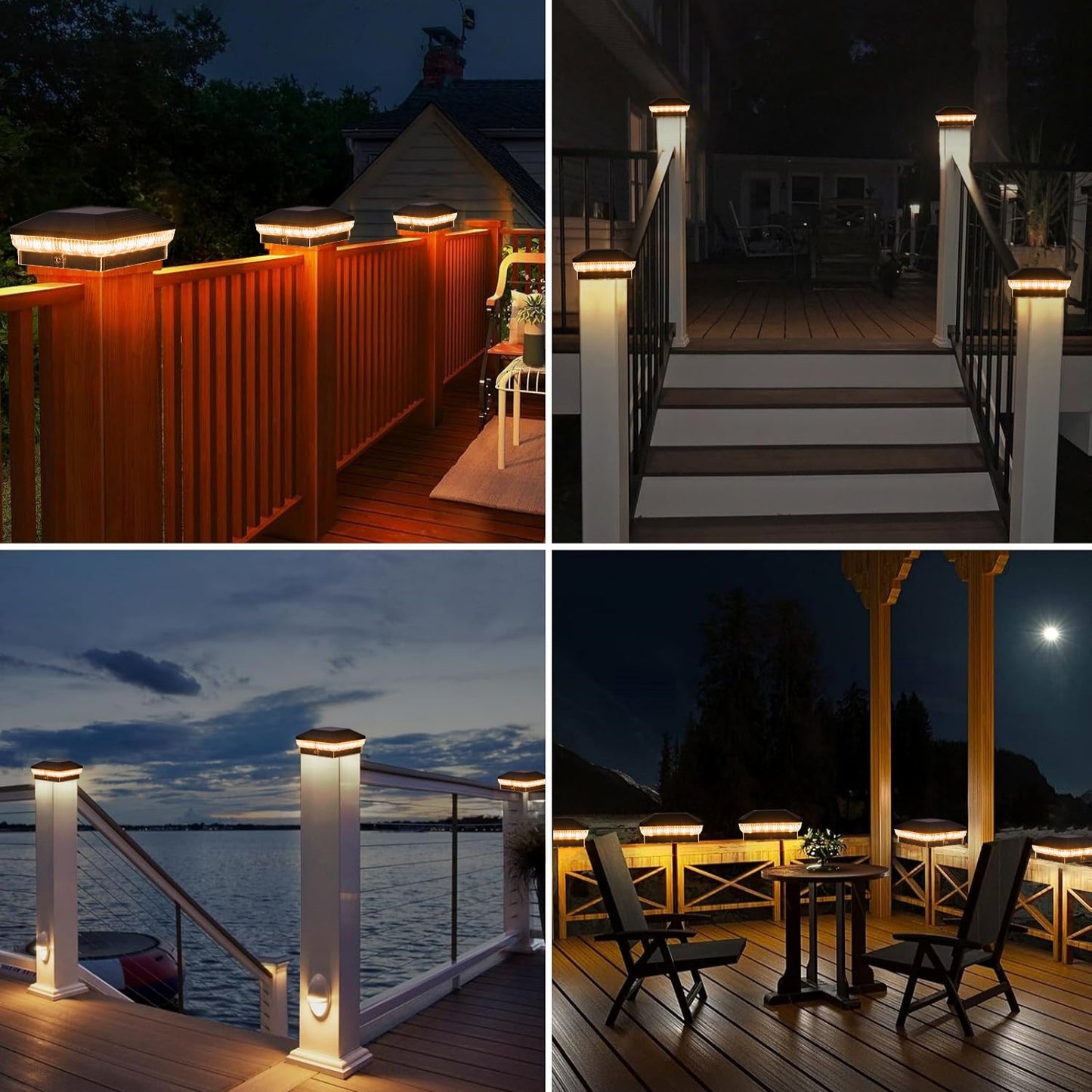 6/12 Pack 4x4 Solar Post Lights Outdoor, 40 LEDs 30 Lumens Fence Post Solar Lights Outdoor With 3 Modes, Solar Powered Deck Fence Post Lights, Solar Post Cap Lights For Vinyl Wooden Post