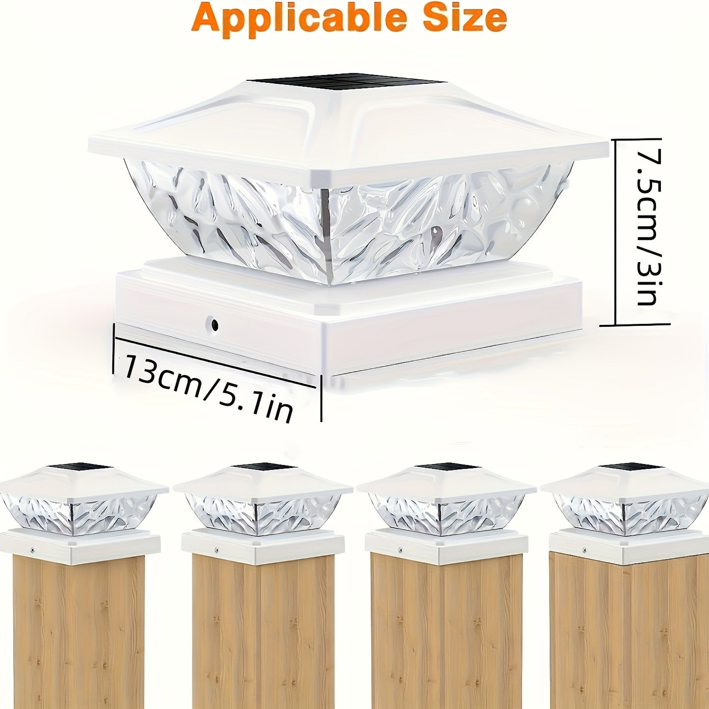 APZZLOXH Outdoor Solar Lamp-8 Pieces Installed-12 Pieces Installed 2 Models Solar Fence Lamp, Suitable For 4x44.5 X4.55x5 Wood Vinyl Column, Solar Deck Lamp Suitable For Front Porch Terrace Decoration, Warm White And Cool Whi