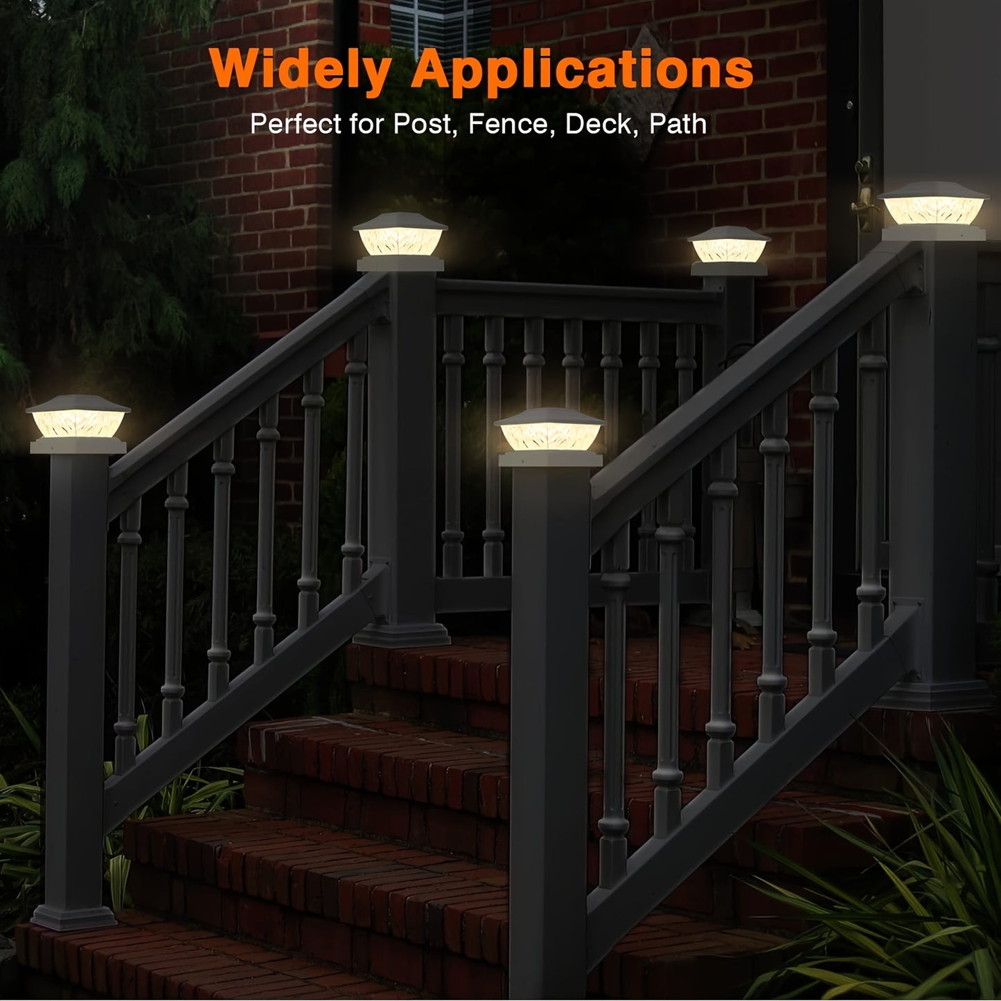 APZZLOXH Outdoor Solar Lamp-8 Pieces Installed-12 Pieces Installed 2 Models Solar Fence Lamp, Suitable For 4x44.5 X4.55x5 Wood Vinyl Column, Solar Deck Lamp Suitable For Front Porch Terrace Decoration, Warm White And Cool Whi