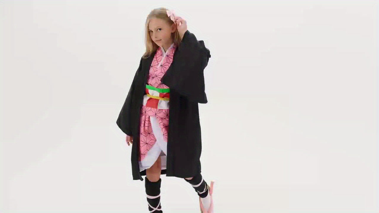 Enchanting Japanese Anime Kimono Dress Set For Kids - Perfect For Halloween & Costume Parties With Free Stickers Included