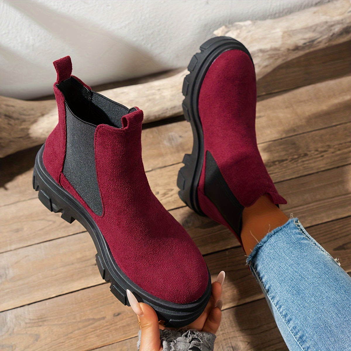 Women's Fashionable Casual Ankle Boots - Comfortable Fabric Lining, Non-Slip PVC Sole, Available in Black & Brown