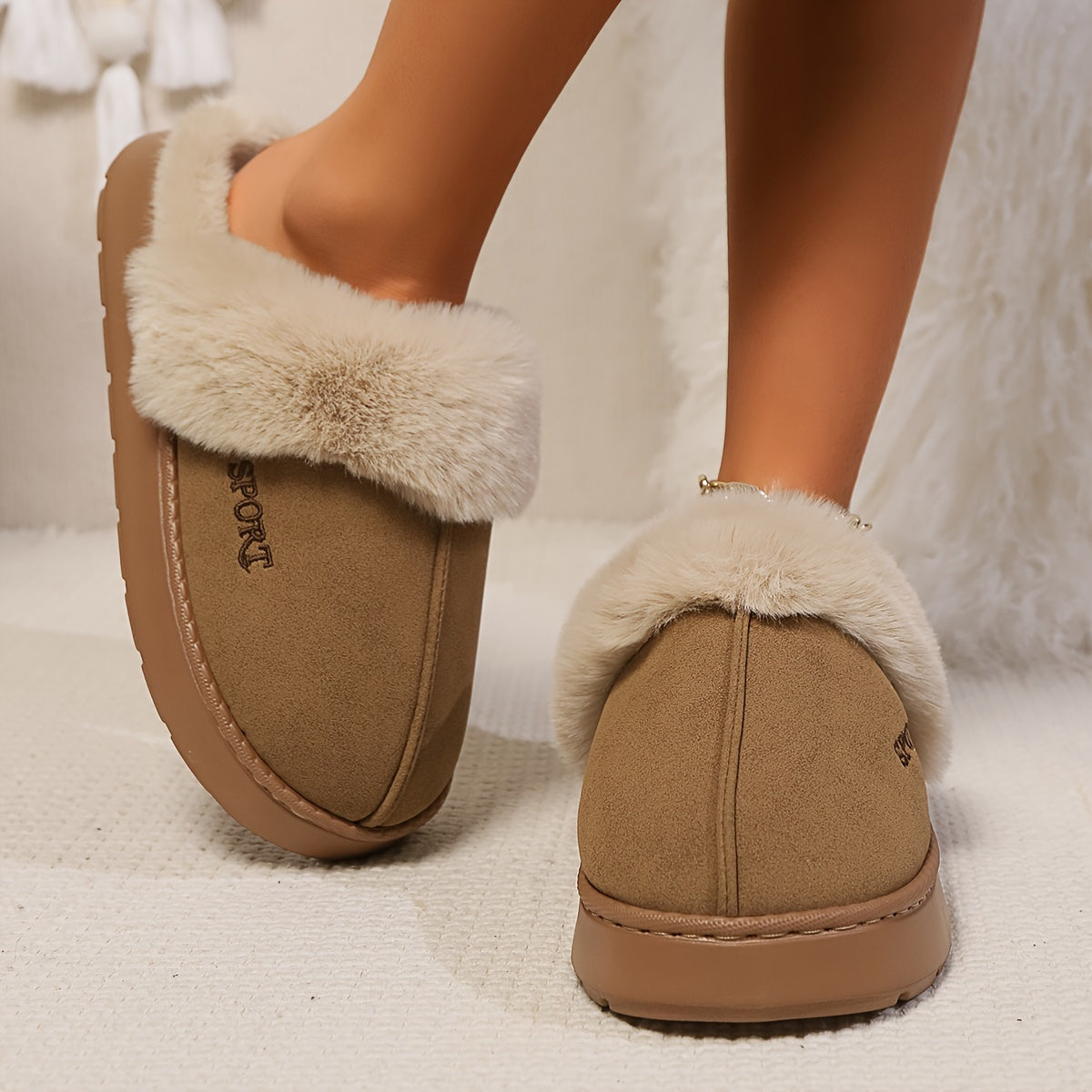 Cozy Slippers for Women - Soft Faux Fur Lined, Slip-Resistant EVA Outsole, Comfortable House Shoes with Anti-Slip Grip, Warm and Fuzzy Footwear for Indoor Use