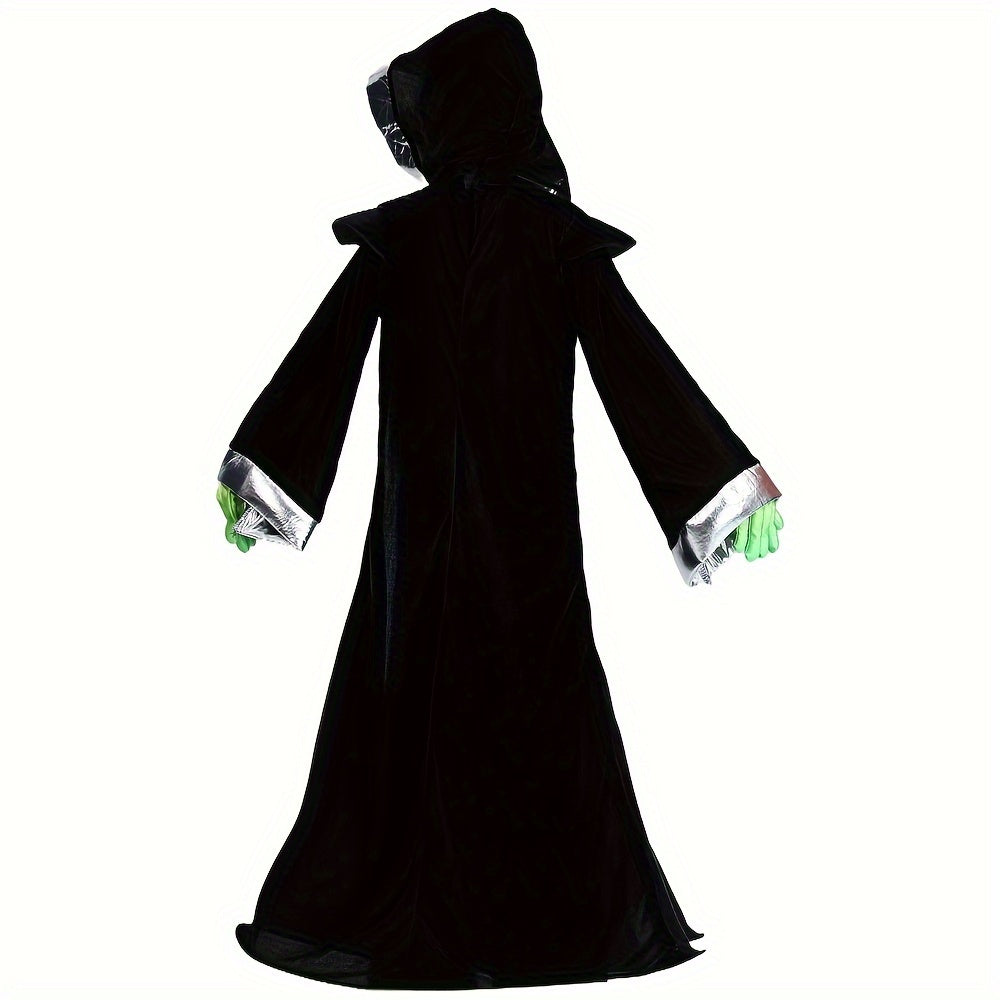 Boys Alien Clothing, Black Hooded Cloak & Mask & Gloves Set, Boys Halloween Party Clothes