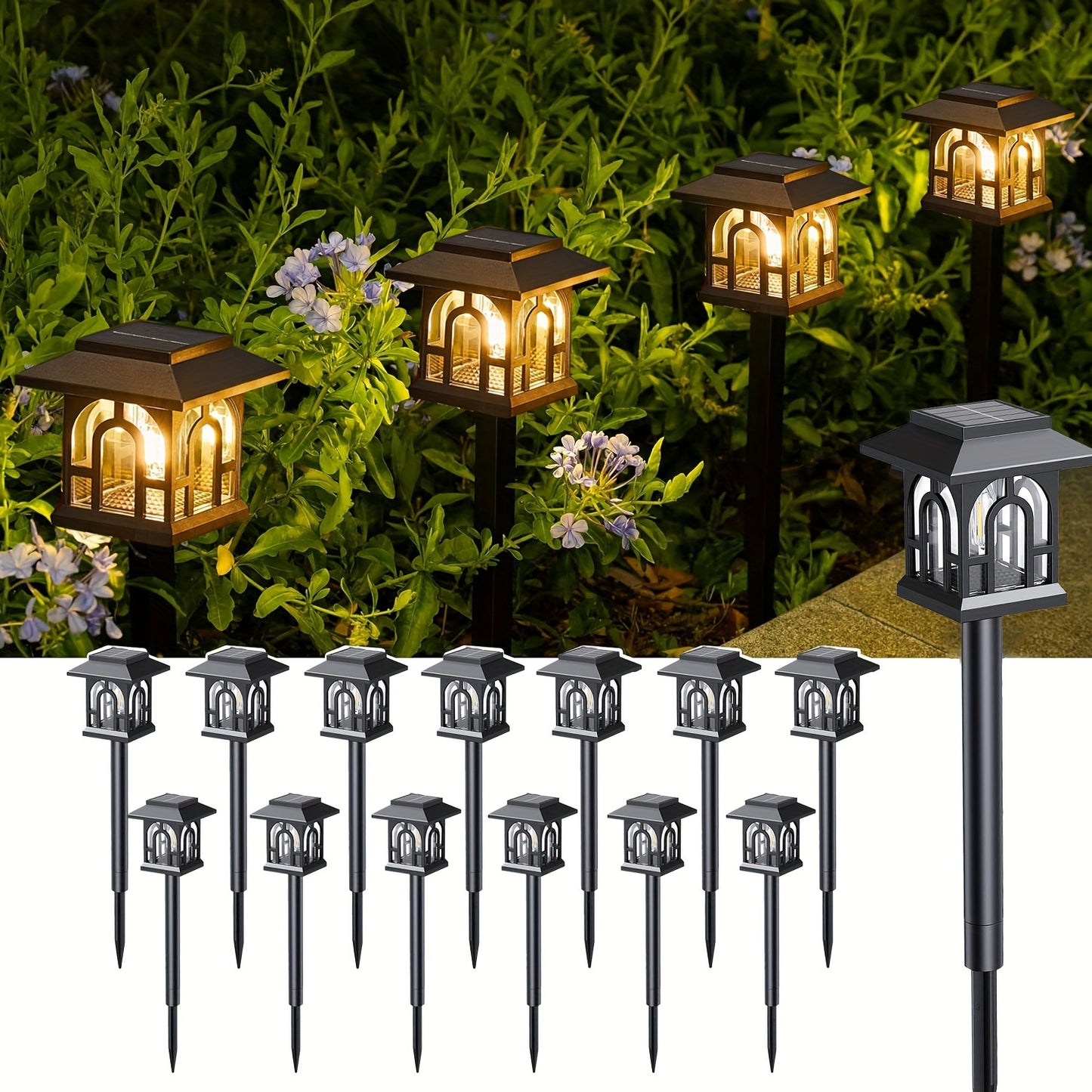 10Pack Solar Outdoor Lights, LED Solar Lights Outdoor, Solar Walkway Lights Maintain 10 Hours Of Lighting For Your Garden, Landscape, Path, Yard, Patio, Driveway