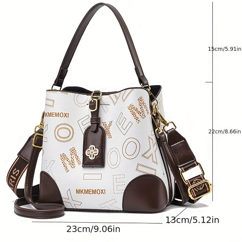 Women's Fashion Shoulder Bag, Trendy Large Capacity Bucket Bag With Dual Strap Options, High-Quality Elegant Crossbody Handbag