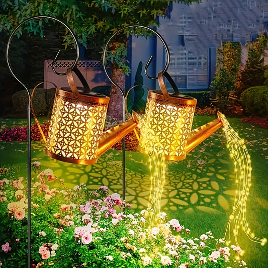 2 Pack Solar Lights Outdoor Decorative, Solar Lantern Outdoor Hanging Waterproof Hollowed-Out Design, Decorative Retro Metal Solar Light With Hook For Garden Table Patio Yard Pathway Walkway