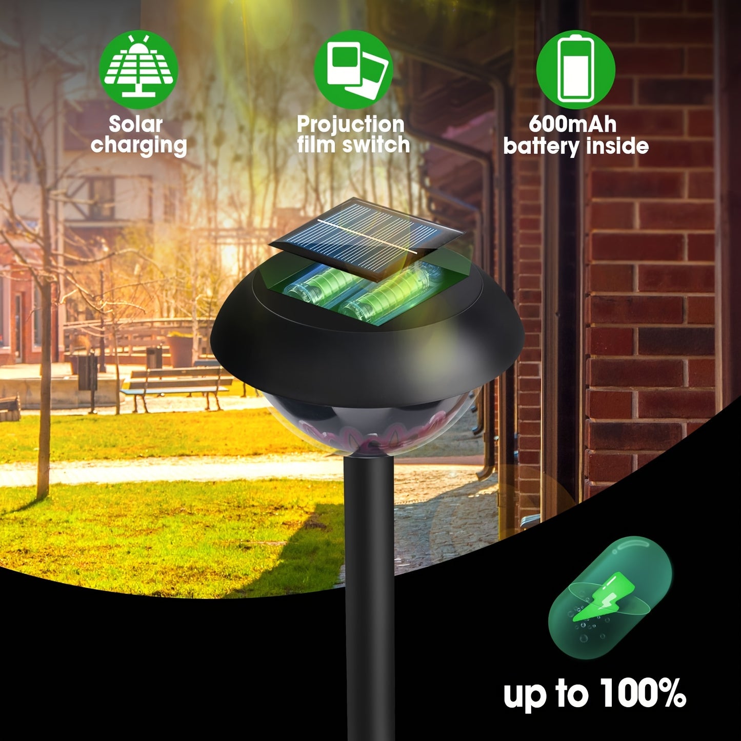 6pcs Solar Light Outdoor 6Pack Solar Walkway Lights Waterproof LED Path Lights Solar Powered Projection Garden Light For Yard Backyard Christmas Lawn Landscape Decorative