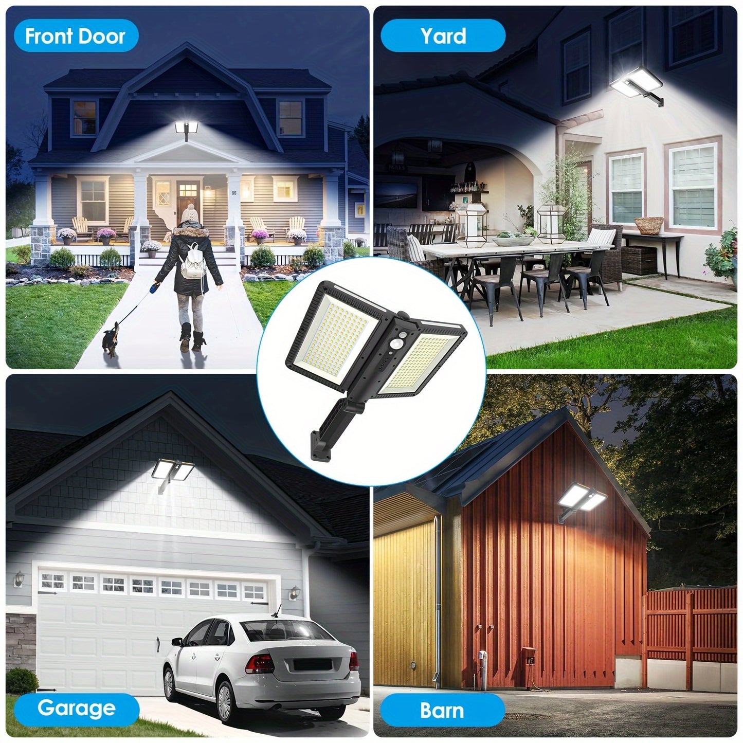 2PACK Solar Outdoor Lights, Motion Sensor Outdoor Lights Double Big Solar Panels, Waterproof And 5 Modes, 218LEDs High Brightness Wider Illuminated Area Flood Lights For Garden Street