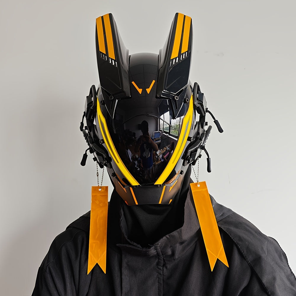 Cool And Futuristic LED Mask For Men, Plastic Cyberpunk Cosplay Accessory For Halloween Party