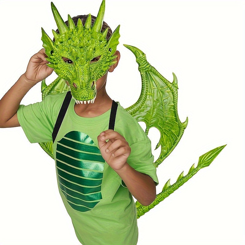 Dragon Costume Set for Bar and Bat Mitzvah, General Fit, Halloween and Universal Holidays, Superhero Theme Party Games and Activities, Plastic Prop Accessories Without Electricity or Feathers