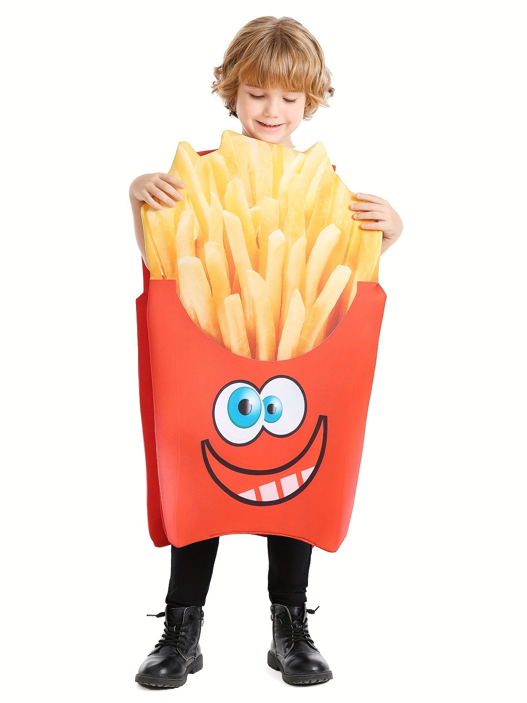 Kids' Halloween French Fries Costume - Cozy Polyester, Perfect For Parties & Photo Props, Ages 4-8