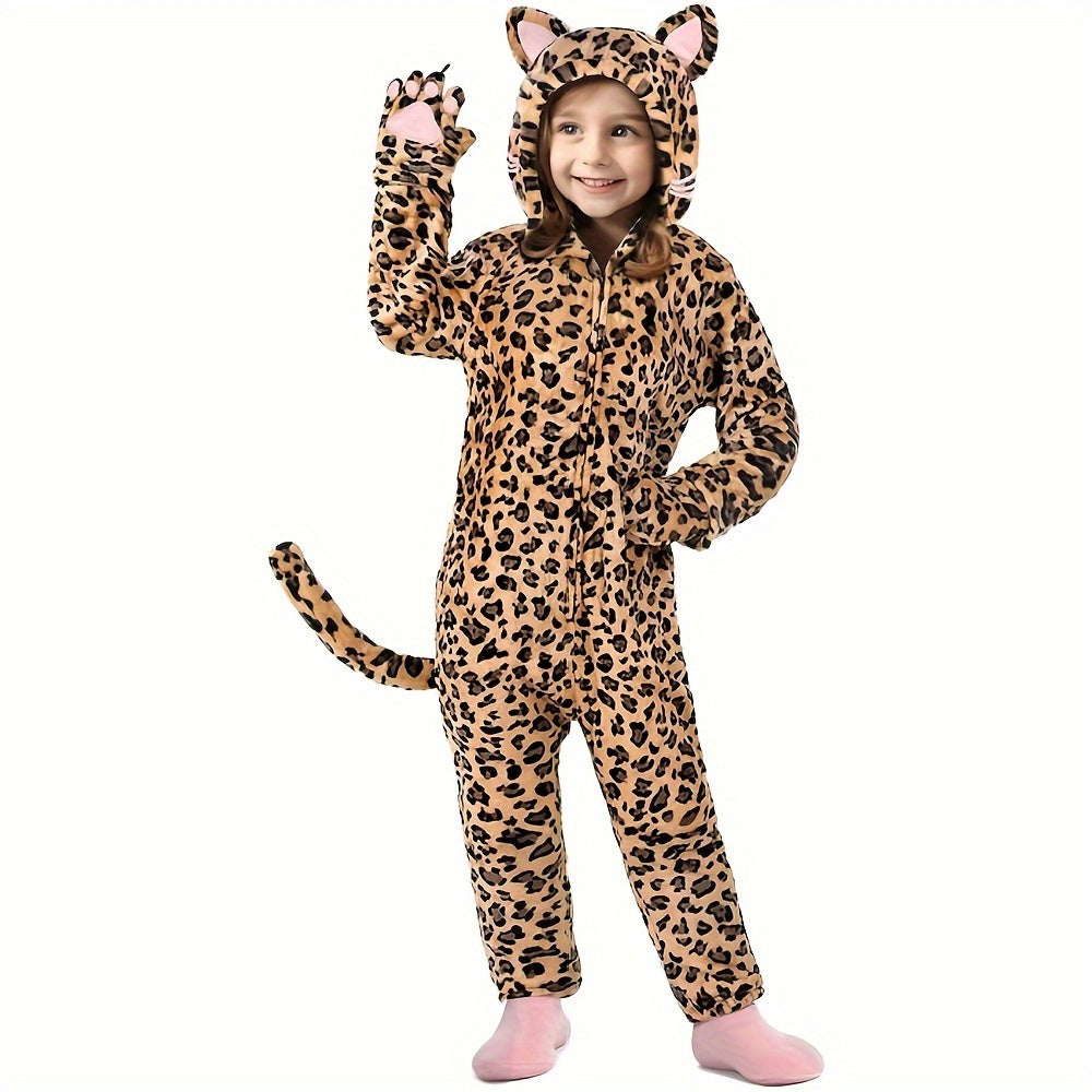 GINMIC Cat Costume For Girls, Leopard Costume, Onesie Brown Leopard Costume For Kids, Halloween Costumes Halloween.