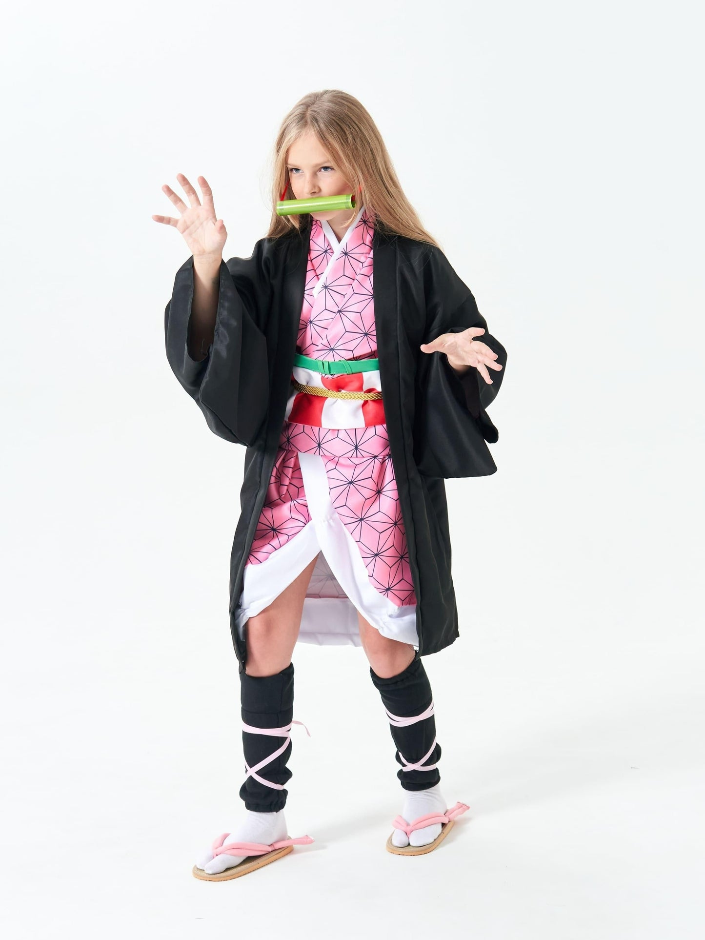 Enchanting Japanese Anime Kimono Dress Set For Kids - Perfect For Halloween & Costume Parties With Free Stickers Included