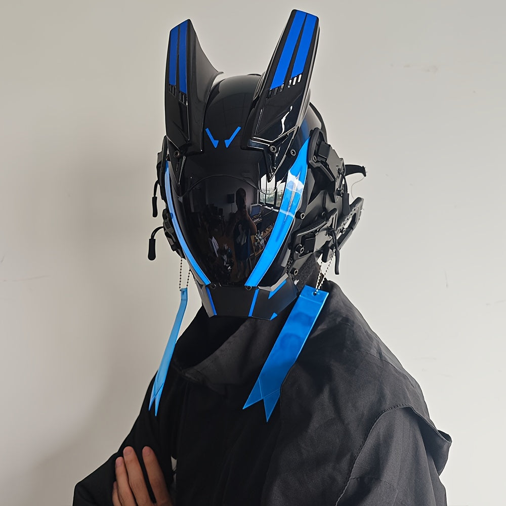 Cool And Futuristic LED Mask For Men, Plastic Cyberpunk Cosplay Accessory For Halloween Party