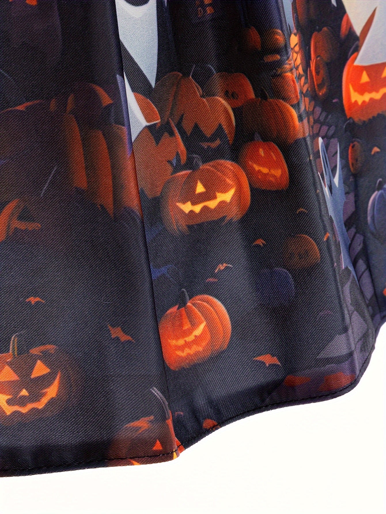 Spooky Chic Girls' Halloween Dress - One-Shoulder With Flutter Sleeves & Ghost Print, Perfect For Parties & Performances