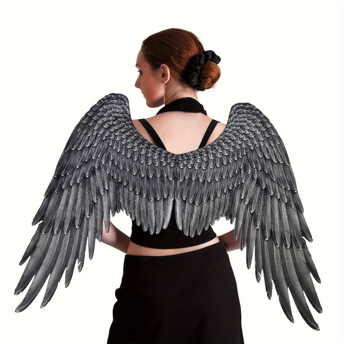 2PCS Halloween, Christmas Cosplay Angel Wings Set, Party, Holiday Game Decoration Set, Black Wings, Angel Wings, 3D Angel Wings