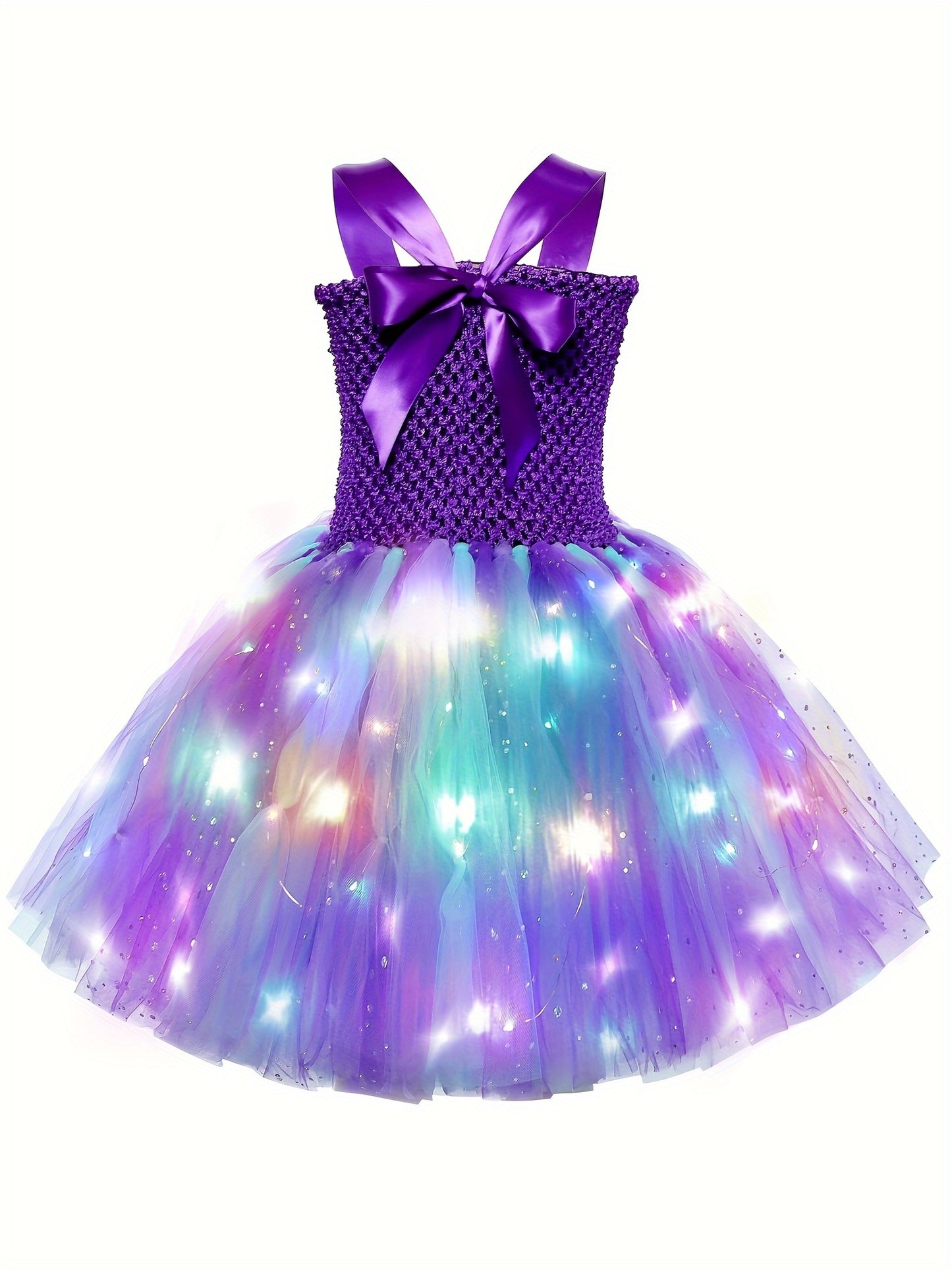 LED Mermaid Dress For Toddle Girls With Headband Birthday Halloween Party Dress Up Clothes Costumes