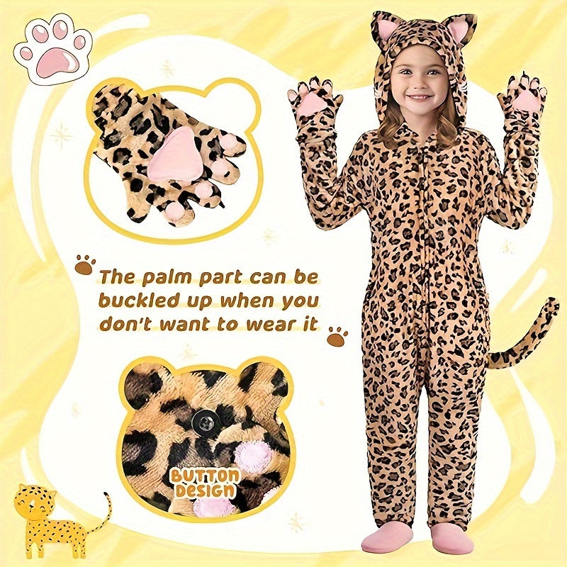 GINMIC Cat Costume For Girls, Leopard Costume, Onesie Brown Leopard Costume For Kids, Halloween Costumes Halloween.