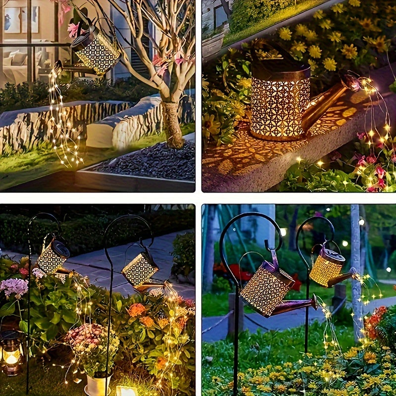 2 Pack Solar Lights Outdoor Decorative, Solar Lantern Outdoor Hanging Waterproof Hollowed-Out Design, Decorative Retro Metal Solar Light With Hook For Garden Table Patio Yard Pathway Walkway