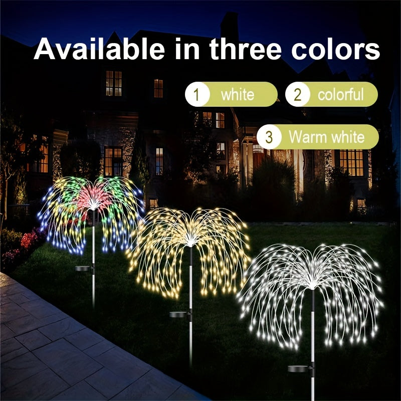 Solar-Powered LED Firework Lights - Waterproof Outdoor Landscape Lighting with 8 Modes for Yard, Pathway, and Festival Decor