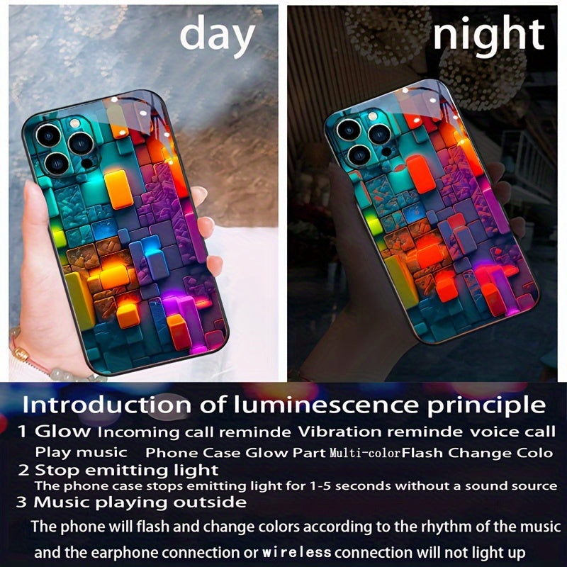 Smart Luminous Sound Control TPU Phone Case for Samsung S24 Ultra/S22/S23 Plus/Ip15Promax/Ip14Promax/Ip13Promax/Ip12Promax - Luminous Technology, Elegant Daytime Design, Enhanced Nighttime Visibility - 1pc