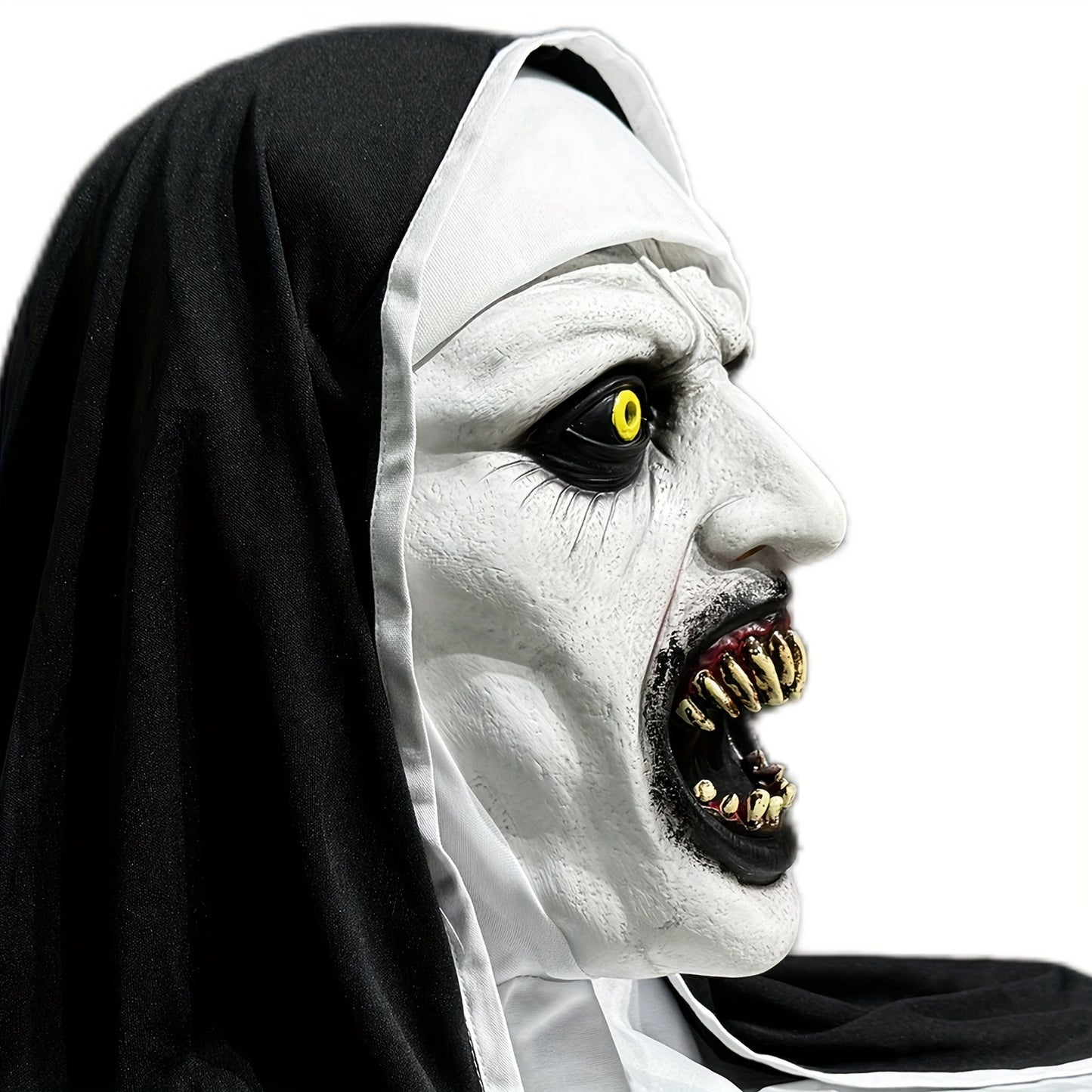 Spooky Full Head Mask: Terrifying Rubber Nun Costume for Adult Halloween Parties, Festive Christmas Gifts, or Thrilling Cosplay Accessories