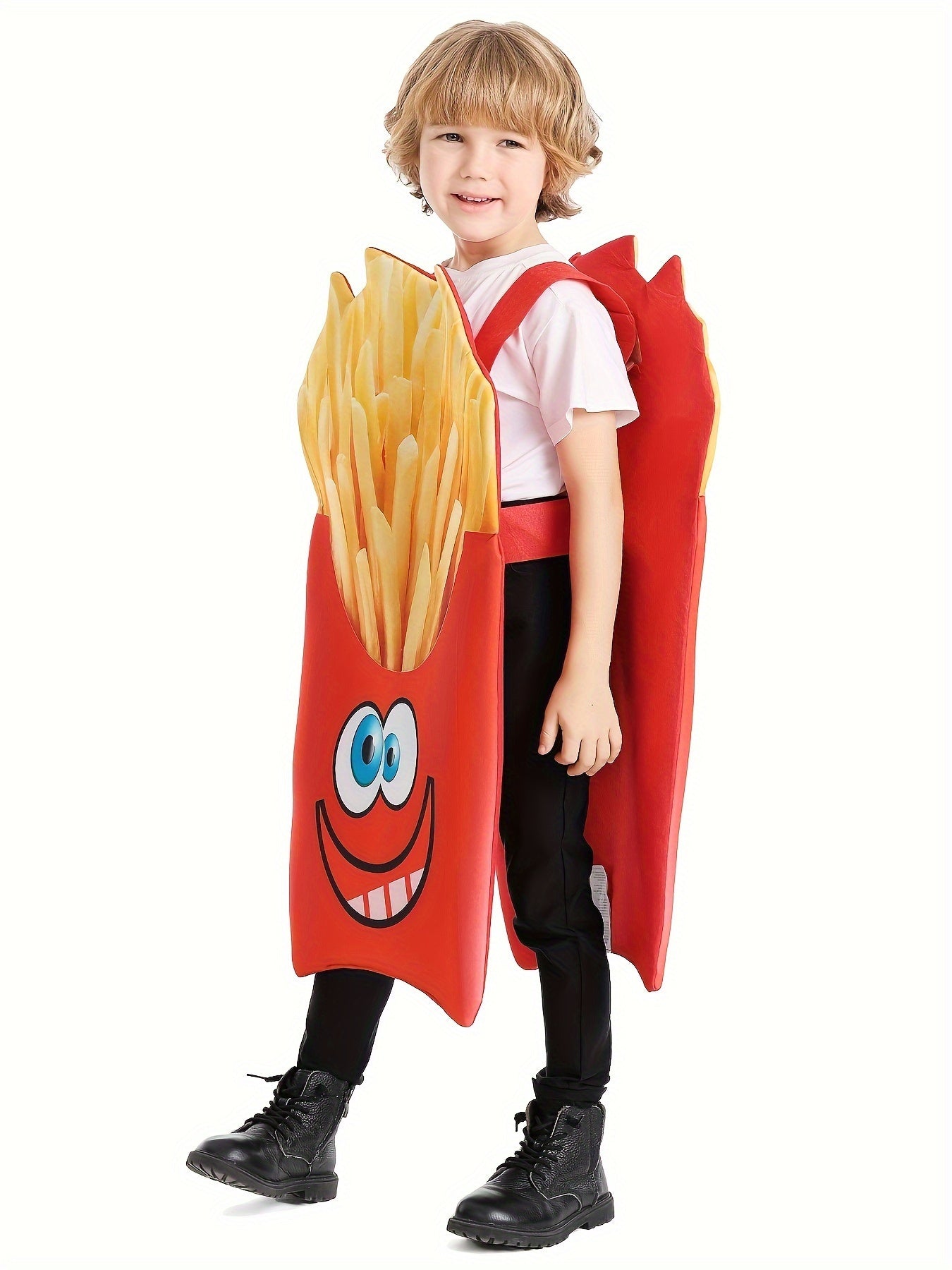 Kids' Halloween French Fries Costume - Cozy Polyester, Perfect For Parties & Photo Props, Ages 4-8