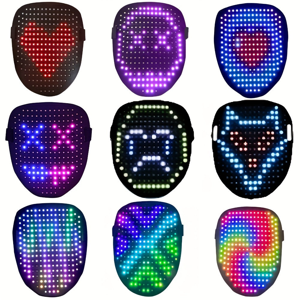 1pc Led Mask With Gesture Sensing Transforming, Light Up Luminous Digital Glow Mask For Halloween Rave Dj Party Masquerade