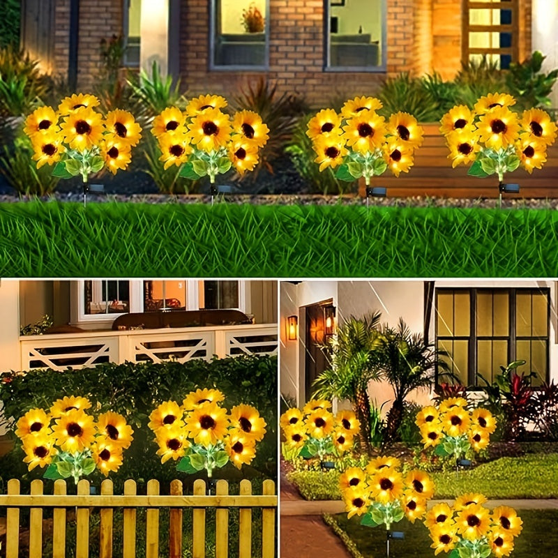 4 Pack Solar Garden Lights, Sunflower Outdoor Solar Lights For Outside With Lifelike Bigger Sunflower & Bright 24 LED, Solar Powered Outdoor Lights For Yard Pathway Garden Decor