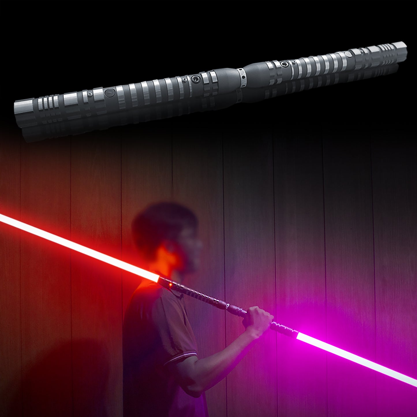 Halloween Gift, 2pcs Dueling FX Gray Sabers, 78.34 Inch Double Balde Swords, 16 Colors, LED High Light, Duel Metal Hilt, Removable Blade, 4 Modes & Sounds, FOC, Party Cosplay Props