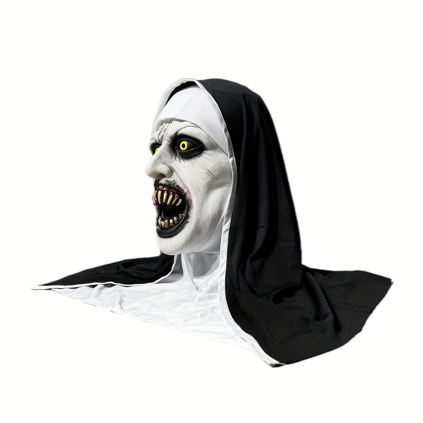 Spooky Full Head Mask: Terrifying Rubber Nun Costume for Adult Halloween Parties, Festive Christmas Gifts, or Thrilling Cosplay Accessories