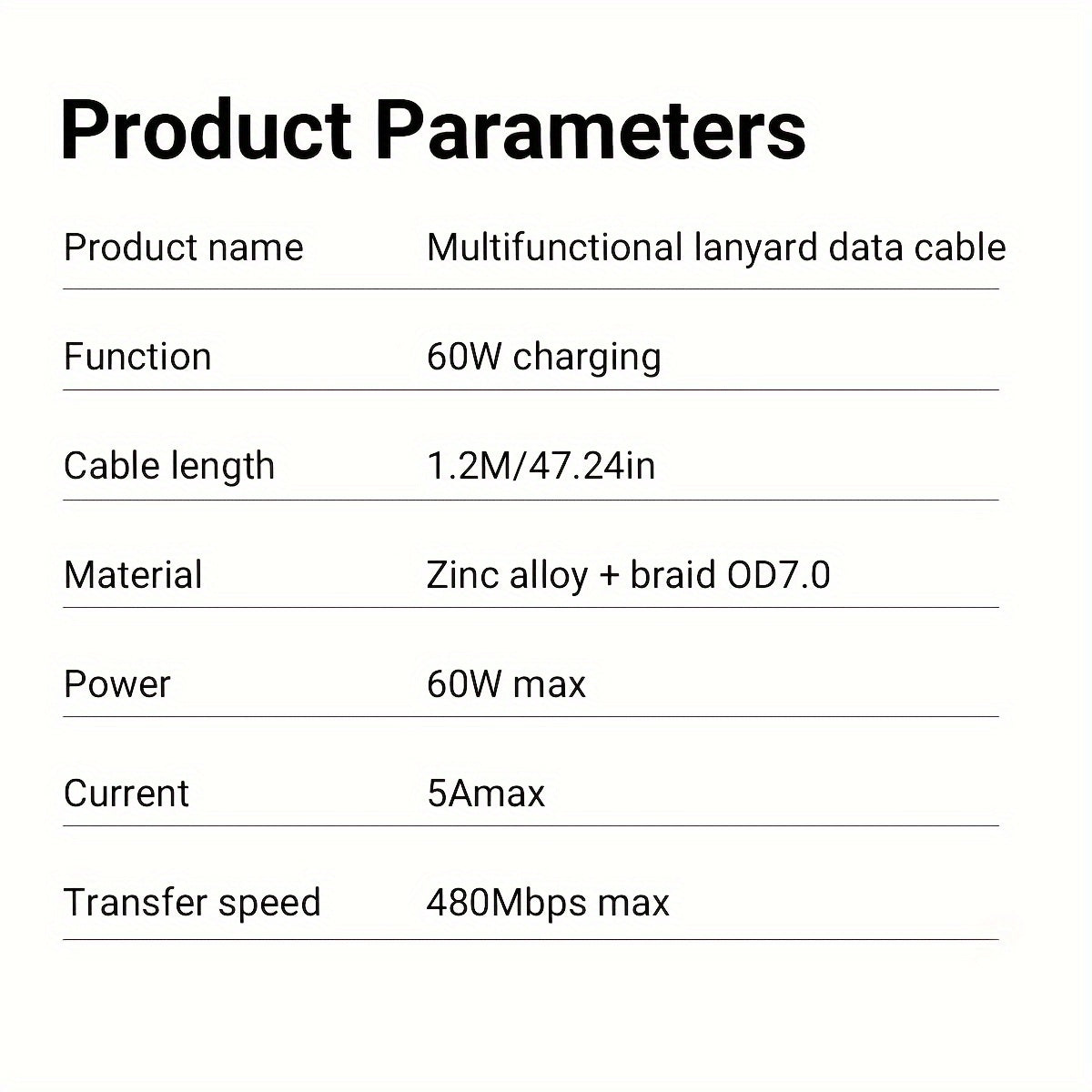 2-in-1 Universal Polyamide Phone Lanyard with PD 60W Fast Charging USB-C Cable, Crossbody Neck Strap Compatible with iPhone 15 Series, Huawei, Xiaomi, OPPO