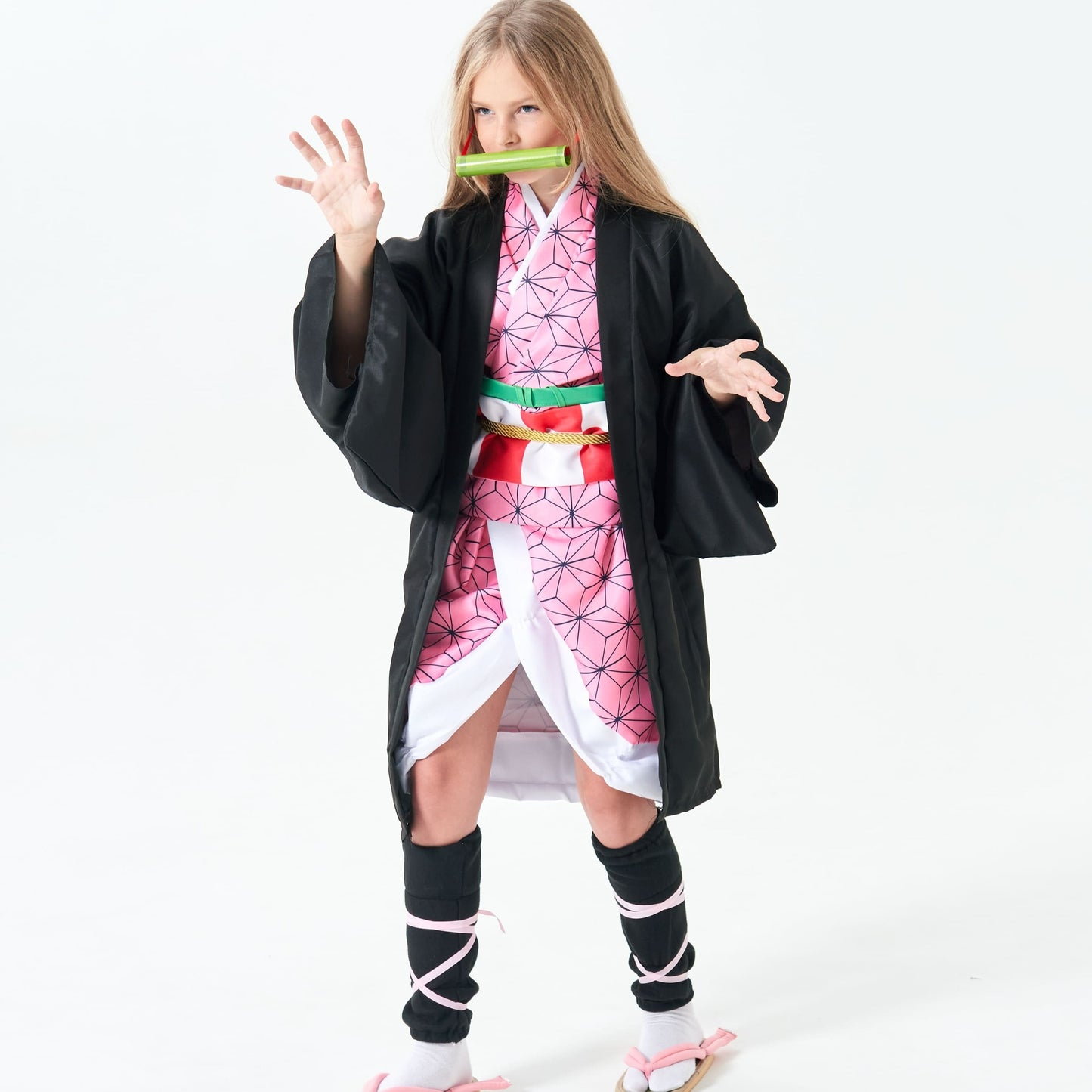 Enchanting Japanese Anime Kimono Dress Set For Kids - Perfect For Halloween & Costume Parties With Free Stickers Included