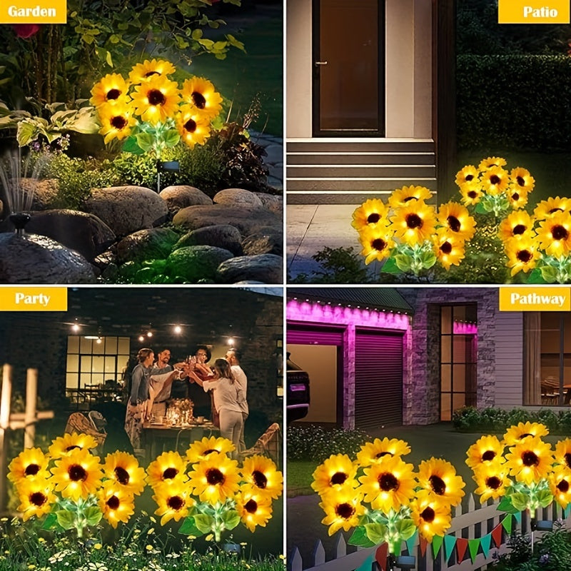 4 Pack Solar Garden Lights, Sunflower Outdoor Solar Lights For Outside With Lifelike Bigger Sunflower & Bright 24 LED, Solar Powered Outdoor Lights For Yard Pathway Garden Decor