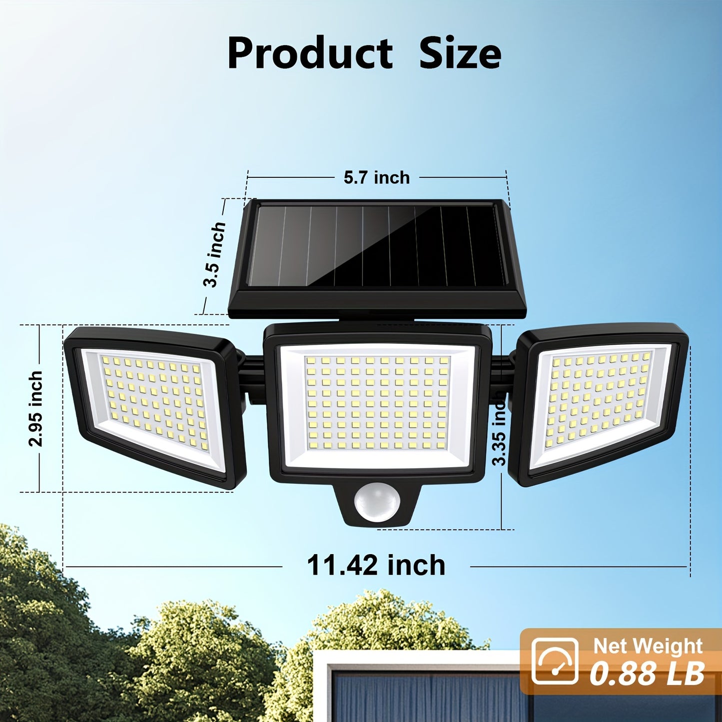 1 Pack/2 Packs/3 Packs Solar Outdoor Lights 2500LM 210 LED Security Lights With Remote Control 3 Heads Motion Sensor Lights 270° Wide Angle Flood Wall Lights With 3 Modes.