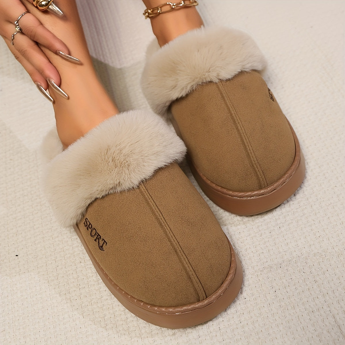 Cozy Slippers for Women - Soft Faux Fur Lined, Slip-Resistant EVA Outsole, Comfortable House Shoes with Anti-Slip Grip, Warm and Fuzzy Footwear for Indoor Use