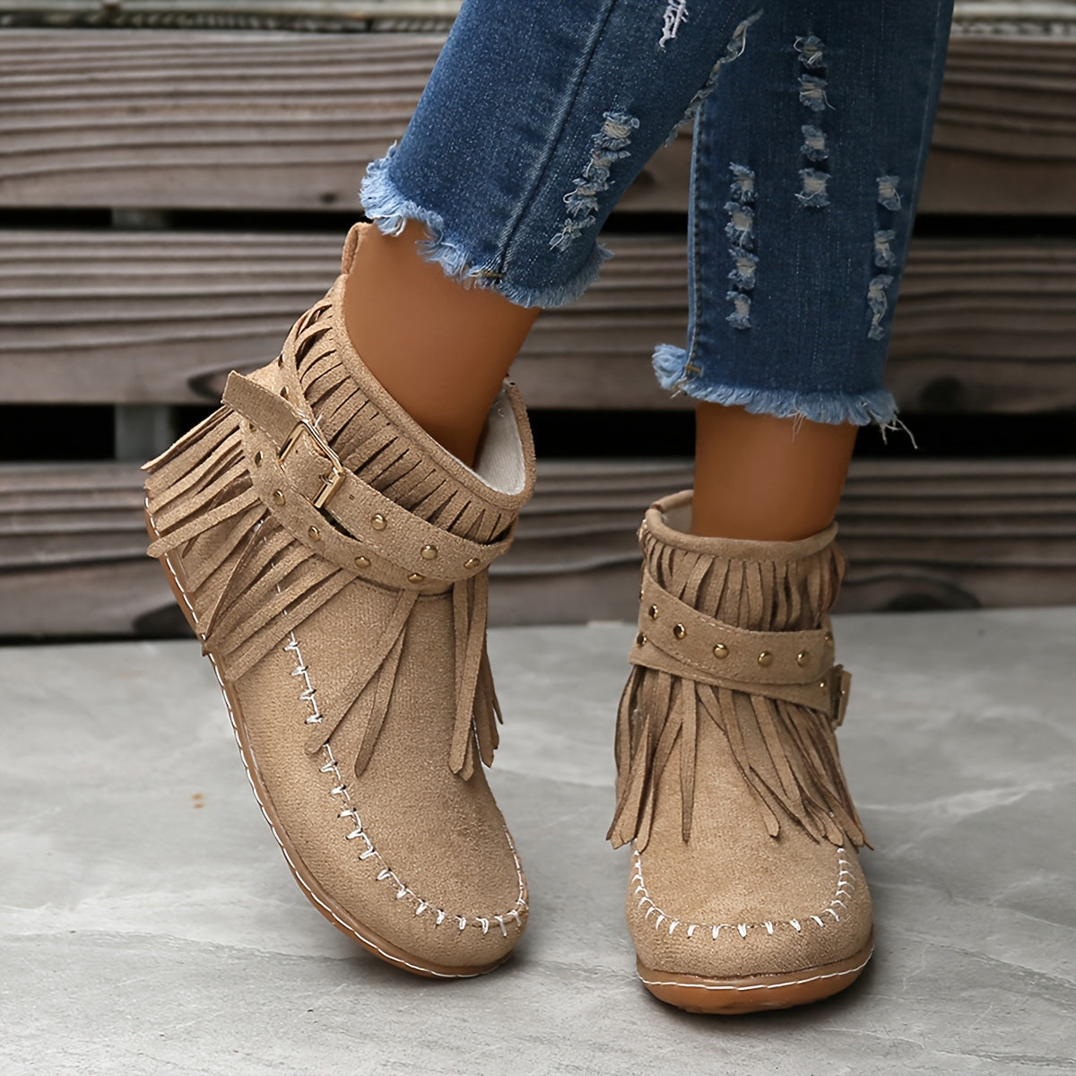 Stylish Tassel Embellished Short Boots - Comfortable, Casual, Side Zipper Ankle Boots with Soft Insoles for Winter - Easy Slip-On Design, Versatile Outfit Match