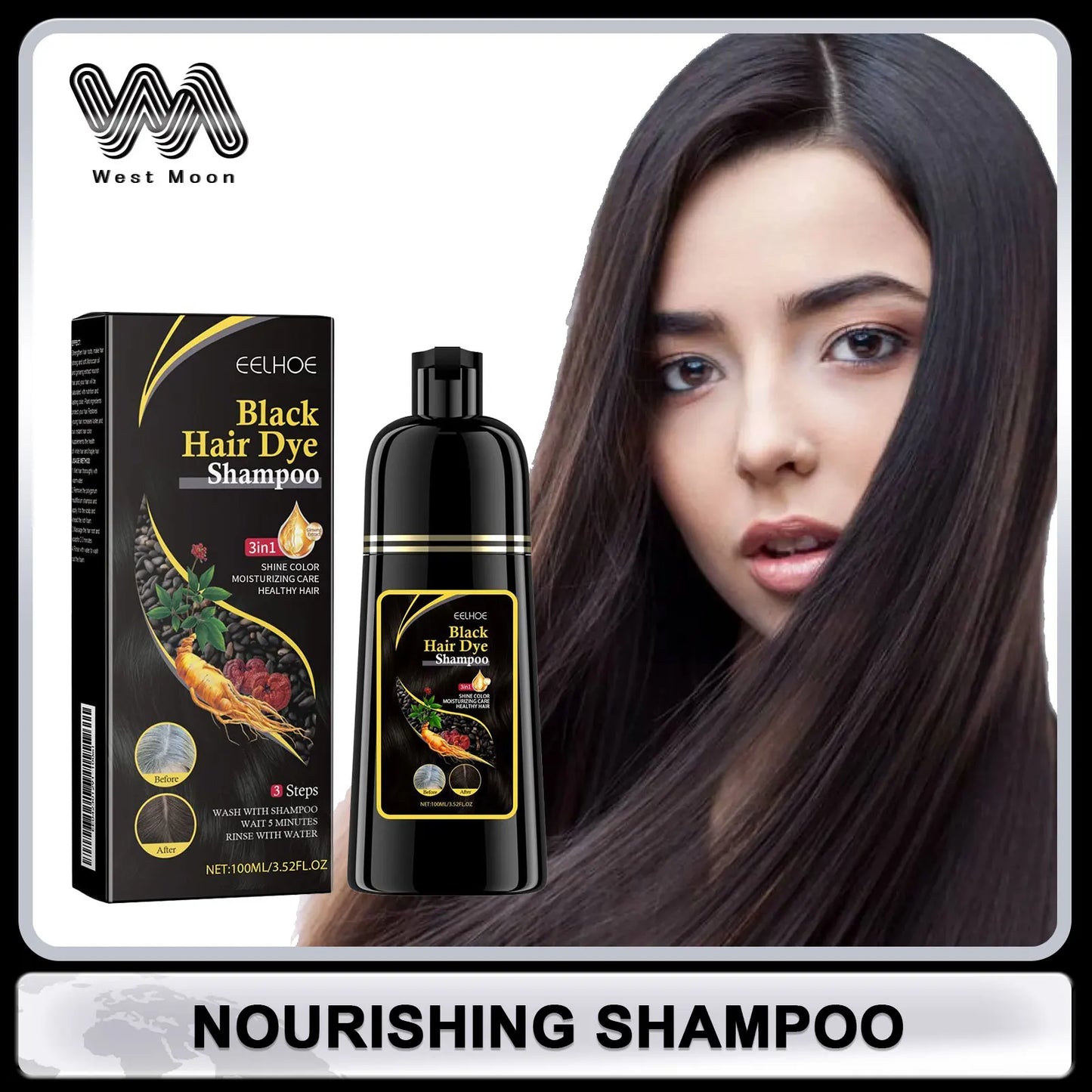 Hair Dye Shampoo Changing Hair Color Non-irritating Repair Oil Control Natural Fast Blacking Moisturizing Hair Coloring Shampoo