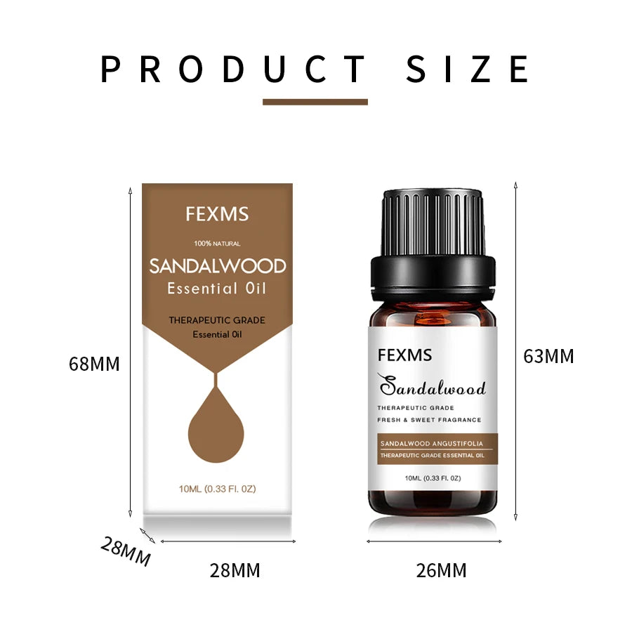 100% Pure Organic Therapeutic Grade Sandalwood Oil for Diffuser, Sleep, Perfume, Massage, Skin Care, Aromatherapy, Bath - 10ML