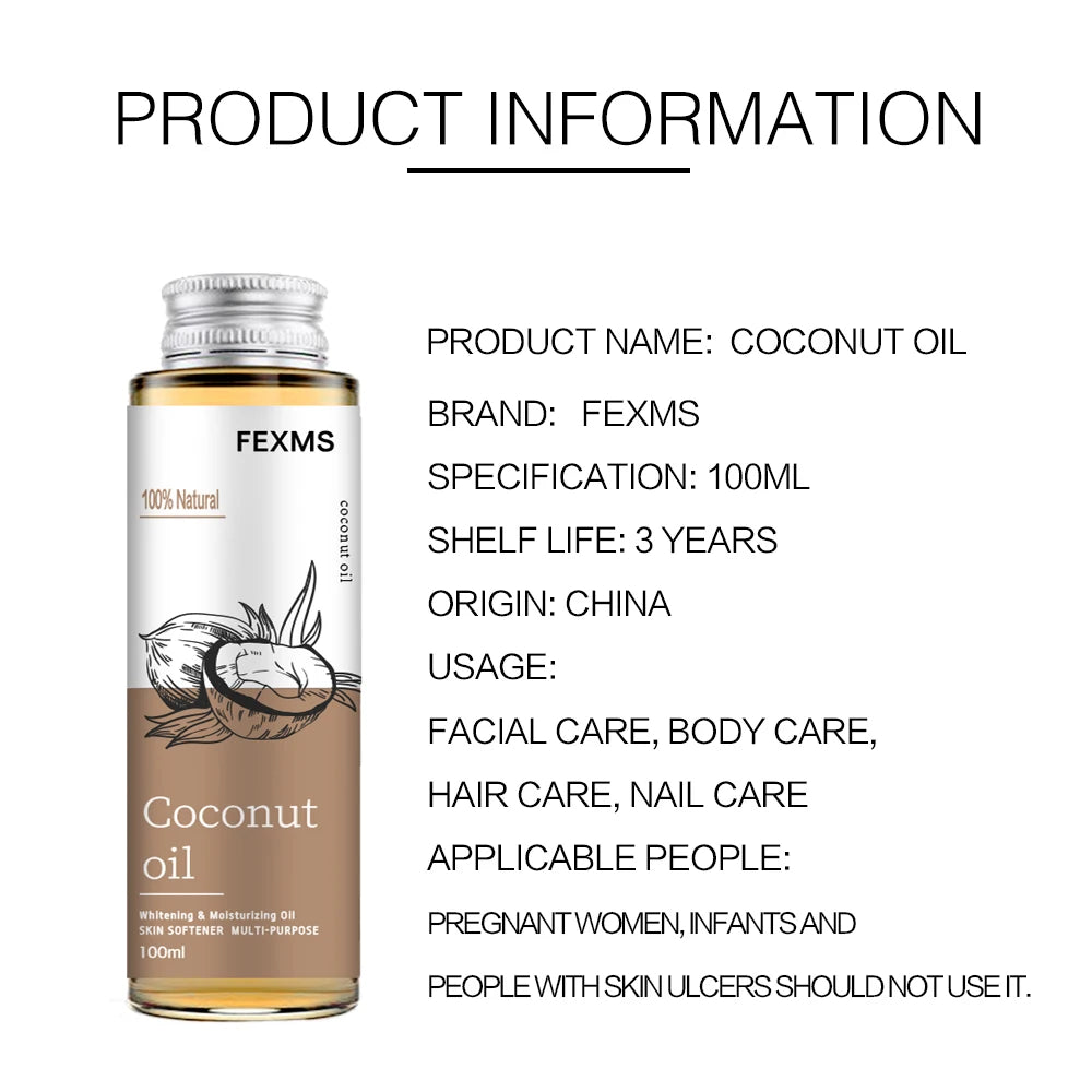 Coconut Oil - Relaxing Massage Oil, Liquid Carrier Oil for Diluting Essential Oils - Skin, Lip, Body & Hair Oil Moisturizer