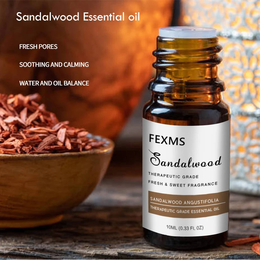 100% Pure Organic Therapeutic Grade Sandalwood Oil for Diffuser, Sleep, Perfume, Massage, Skin Care, Aromatherapy, Bath - 10ML